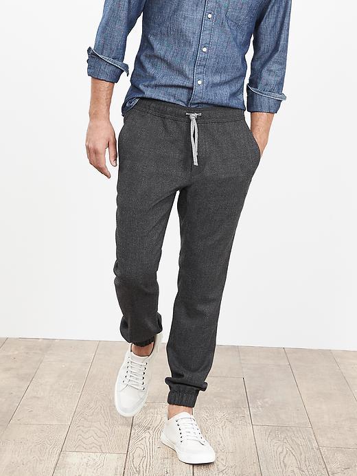 Banana Republic Mens Aiden Slim Gray Wool Jogger Pant Size 34w 36l Tall - Gray Heather
