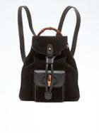 Banana Republic Luxe Finds Gucci Suede Bamboo Backpack Sm - Black