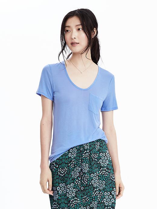 Banana Republic Womens Modal Scoop Neck Tee Size M - Deep Periwinkle