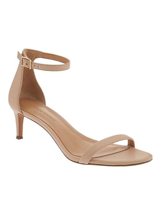 Banana Republic Womens Bare Kitten Heel Sandal Beige Leather Size 7