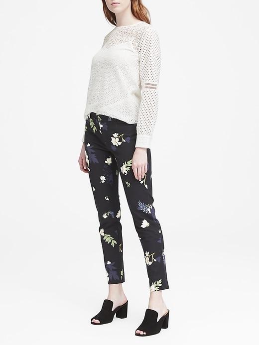 Banana Republic Womens Sloan Skinny-fit Petra Floral Ankle Pant Black Floral Size 2