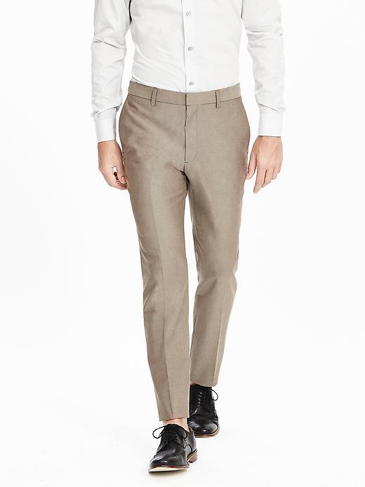 Banana Republic Mens Tailored Slim Non Iron Twill Pant Size 32w 36l Tall - Taupe