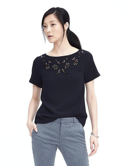 Banana Republic Embellished Top - Preppy Navy