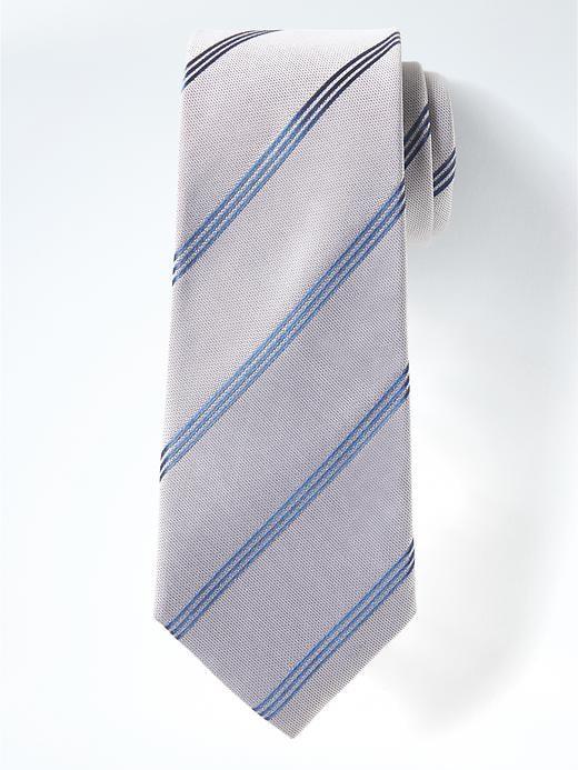 Banana Republic Mens Triple T Stripe Silknanotex Tie - Gray Sky