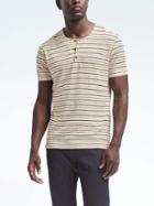 Banana Republic Mens Heritage Stripe Henley - Cream