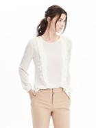 Banana Republic Womens Lace Double Panel Top Size L - Cocoon