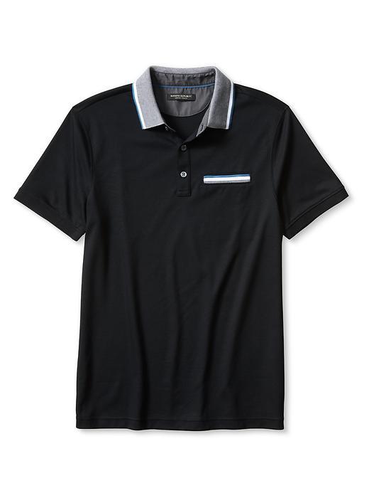 Banana Republic Birdseye Collar Polo Size L Tall - Black