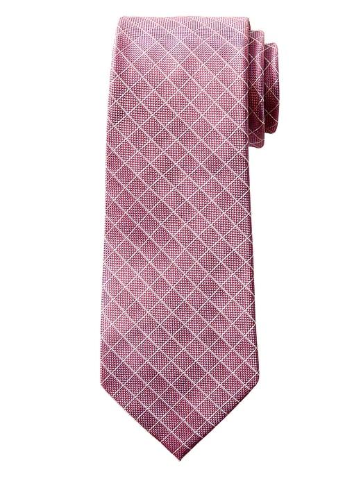 Banana Republic Mens Windowpane Nanotex Tie Pink Champagne Size One Size