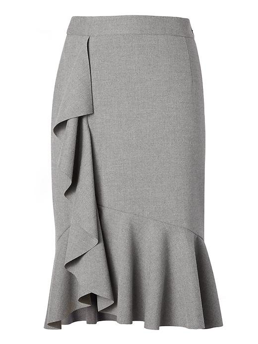 Banana Republic Womens Luxe Brushed Twill Ruffle Pencil Skirt Gray Size 14