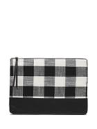 Banana Republic Womens Gingham Large Zip Pouch Black & White Size One Size