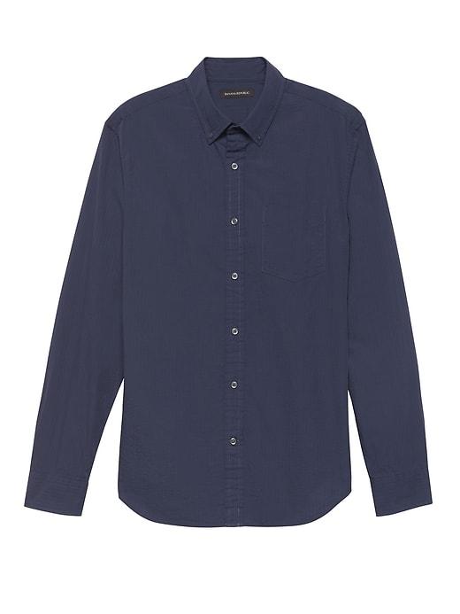 Banana Republic Mens Grant Slim-fit Seersucker Shirt Navy Size S