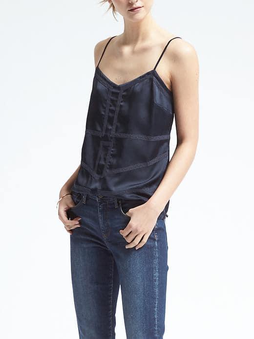 Banana Republic Lace Trim Cami - Dark Night