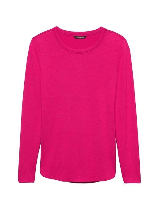 Banana Republic Womens Luxespun Curved Hem T-shirt Hot Pink Size Xs