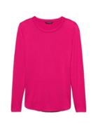 Banana Republic Womens Luxespun Curved Hem T-shirt Hot Pink Size Xs