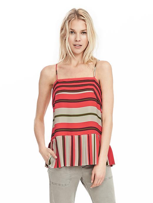 Banana Republic Womens Multi Stripe Pleated Cami Size L - Organic Natural