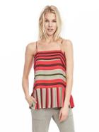 Banana Republic Womens Multi Stripe Pleated Cami Size L - Organic Natural