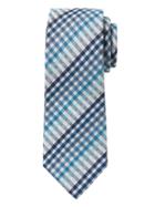 Banana Republic Mens Multi Plaid Cotton-silk Nanotex Tie Coastal Blue Size One Size