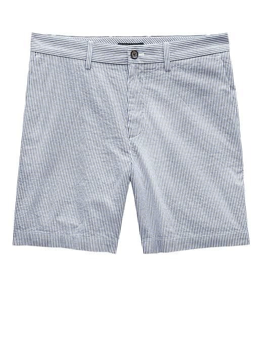 Banana Republic Mens 7 Seersucker Aiden Slim Short Blue Stripe Size 26w