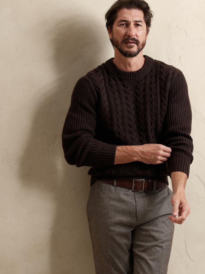 Reverse Wool Cable Sweater