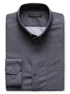 Banana Republic Mens Camden Fit Black Chambray Non Iron Shirt Size L Tall - Black