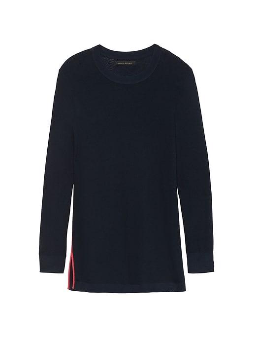 Banana Republic Womens Diagonal-stitch Crew-neck Sweater Navy Size S