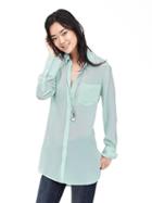 Banana Republic Womens Silk High/low Blouse Size S - Surf Spray