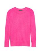 Banana Republic Womens Petite Italian Merino-blend Crew-neck Sweater New Pink Size Xs