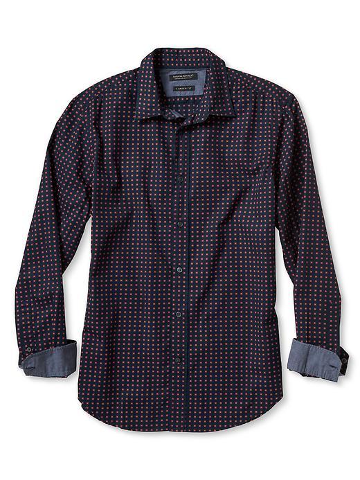 Banana Republic Mens Camden Fit Custom Wash Floral Print Shirt Size L Tall - Navy Heather