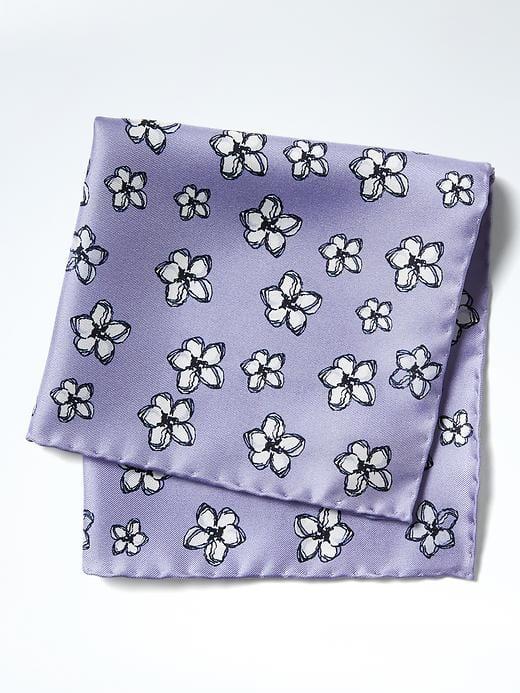Banana Republic Mens Hook And Albert Floral Print Pocket Square - Purple