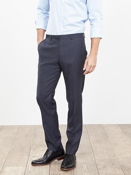 Banana Republic Mens Monogram Navy Plaid Wool Suit Trouser Size 34w 36l Tall - Navy