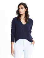 Banana Republic Womens Cashmere Cable Pullover Size Xs - Navy