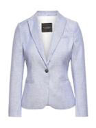 Banana Republic Womens Petite Classic-fit Stretch Linen-cotton Blazer Chambray Size 0