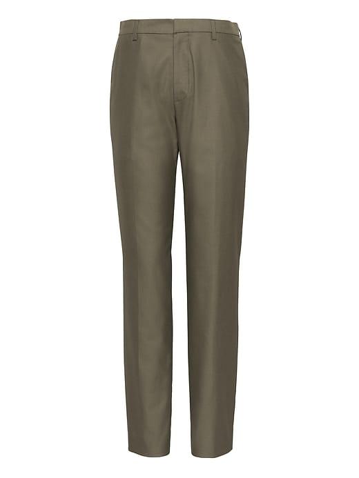 Banana Republic Mens Athletic Tapered Non-iron Stretch Cotton Pant Dark Olive Size 32w