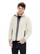 Banana Republic Mens Faux Sherpa Zip Jacket Size L - Transition Cream