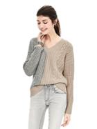 Banana Republic Womens Mixed Cable Knit Vee Pullover Size L - Gray