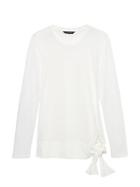 Banana Republic Womens Petite Sandwash Modal Blend Tie-hem T-shirt White Size M