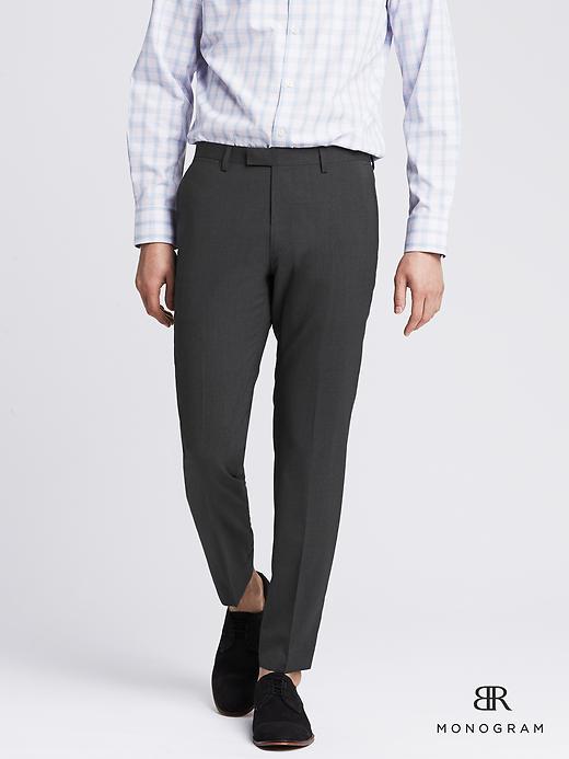 Banana Republic Mens Monogram Gray Pinstripe Wool Suit Pant Size 38w 30l - Charcoal