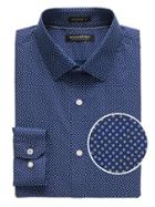 Banana Republic Mens Camden Standard-fit Non-iron Confetti Print Dress Shirt Basic Blue Size Xs