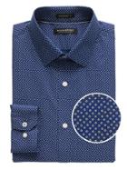 Banana Republic Mens Camden Standard-fit Non-iron Confetti Print Dress Shirt Basic Blue Size Xs