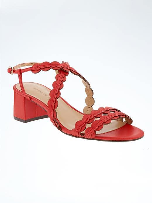 Banana Republic Scalloped Block Heel Sandal - True Red