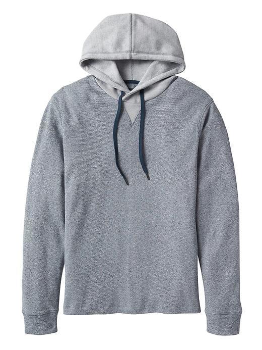 Banana Republic Mens Waffle Knit Hoodie - Denim Blue