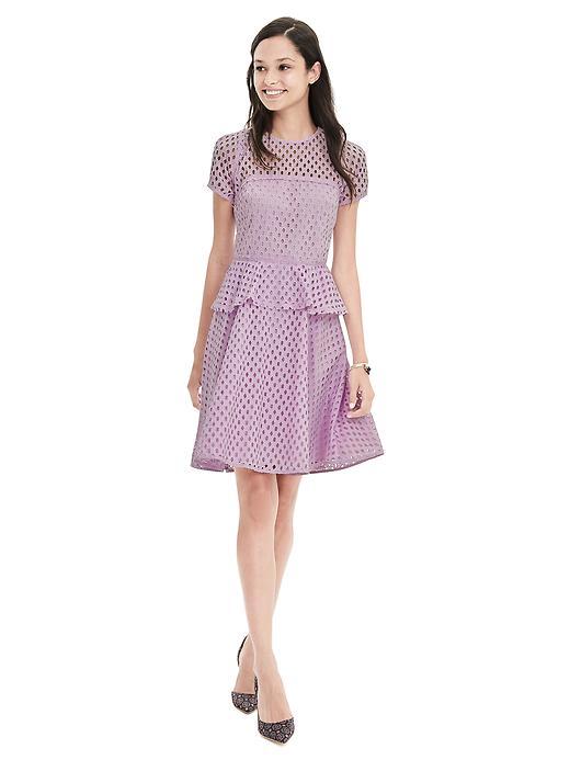 Banana Republic Womens Geo Lace Peplum Dress Size 0 Petite - Lilac
