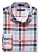 Banana Republic Mens Grant Fit Checker 120s Supima Cotton Shirt Size L Tall - Orange