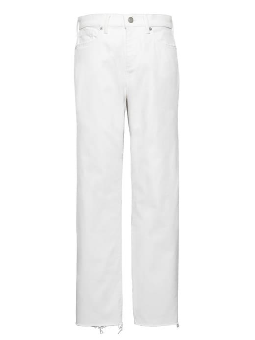 Banana Republic Womens Girlfriend Stain-resistant Cropped Jean With Fray Hem White Size 26