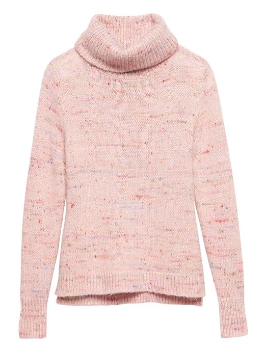 Banana Republic Womens Petite Confetti Wool-blend Turtleneck Sweater Pink Blush Size S