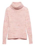 Banana Republic Womens Petite Confetti Wool-blend Turtleneck Sweater Pink Blush Size S