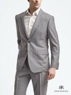 Banana Republic Mens Standard Monogram Gray Stripe Wool Blend Suit Jacket - Gray
