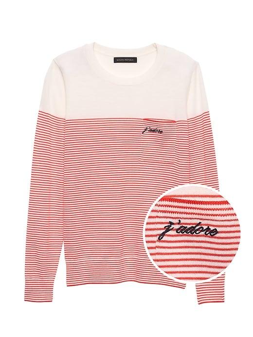 Banana Republic Petite J&#39;adore Stripe Pocket Sweater