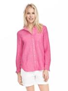 Banana Republic Womens Dillon Fit Linen/cotton Shirt Size L - Pink