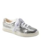 Banana Republic Womens Japan Online Exclusive Essential Silver Sneaker With Faux Fur Lining Silver Leather Size 11